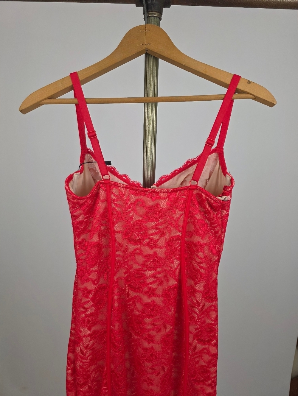 Popilush Women's Burgundy Lace V Neck Bodycon Cocktail Midi Dress Size Small - Picture 12 of 12